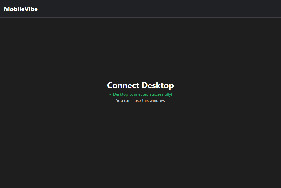 Desktop connected successfully confirmation